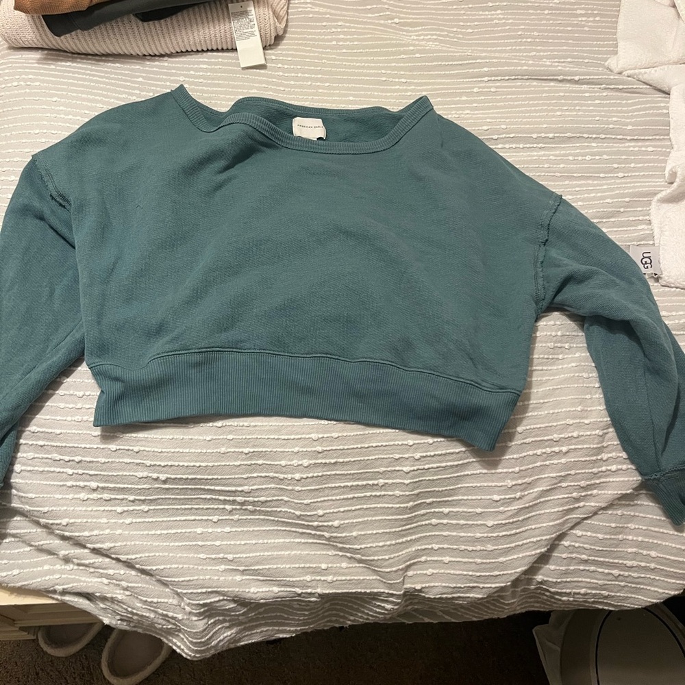 Women's Teal Cropped Sweater